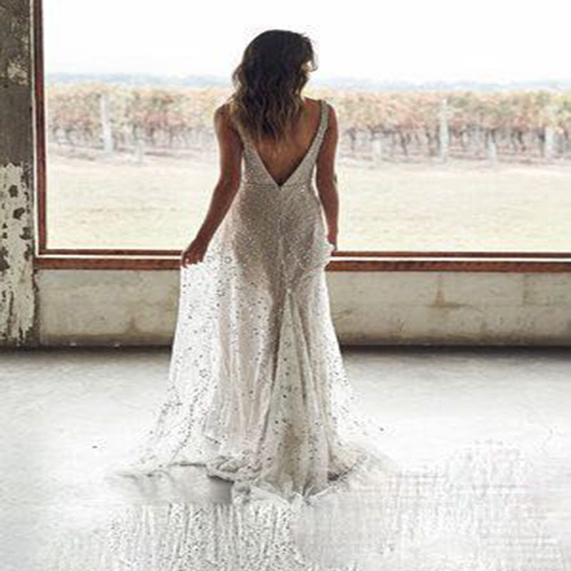 Gown with the Wind — New Bronzing V-neck Long Dress