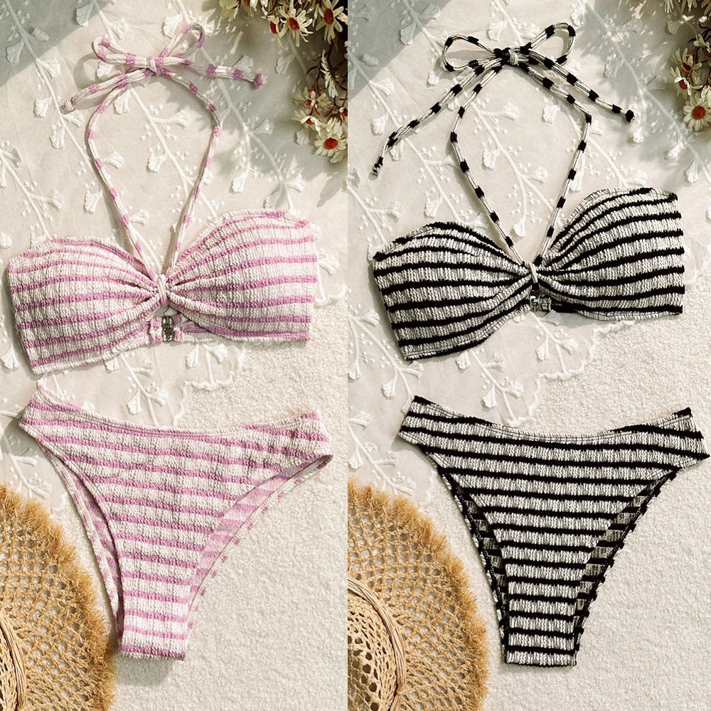 Stripe Hype — Striped Print Split Bikini for Women