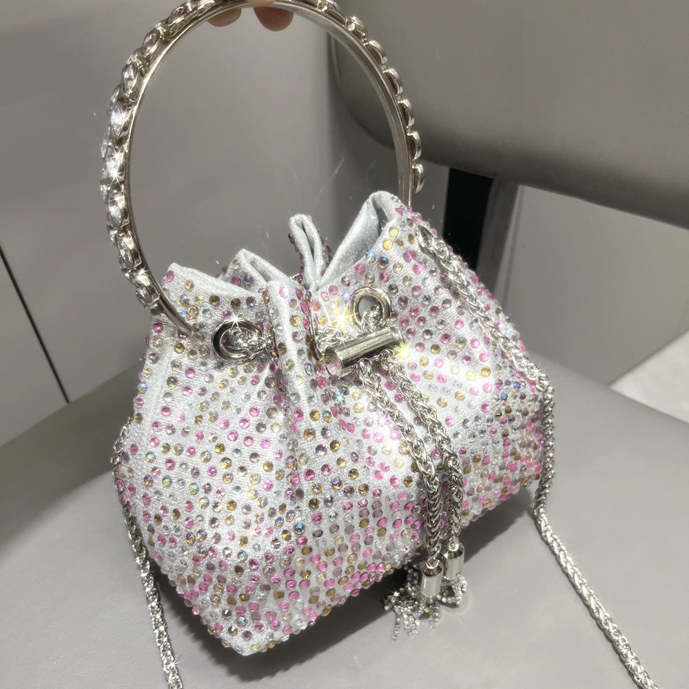 Shine On — Drawstring Rhinestone Crossbody Handbag