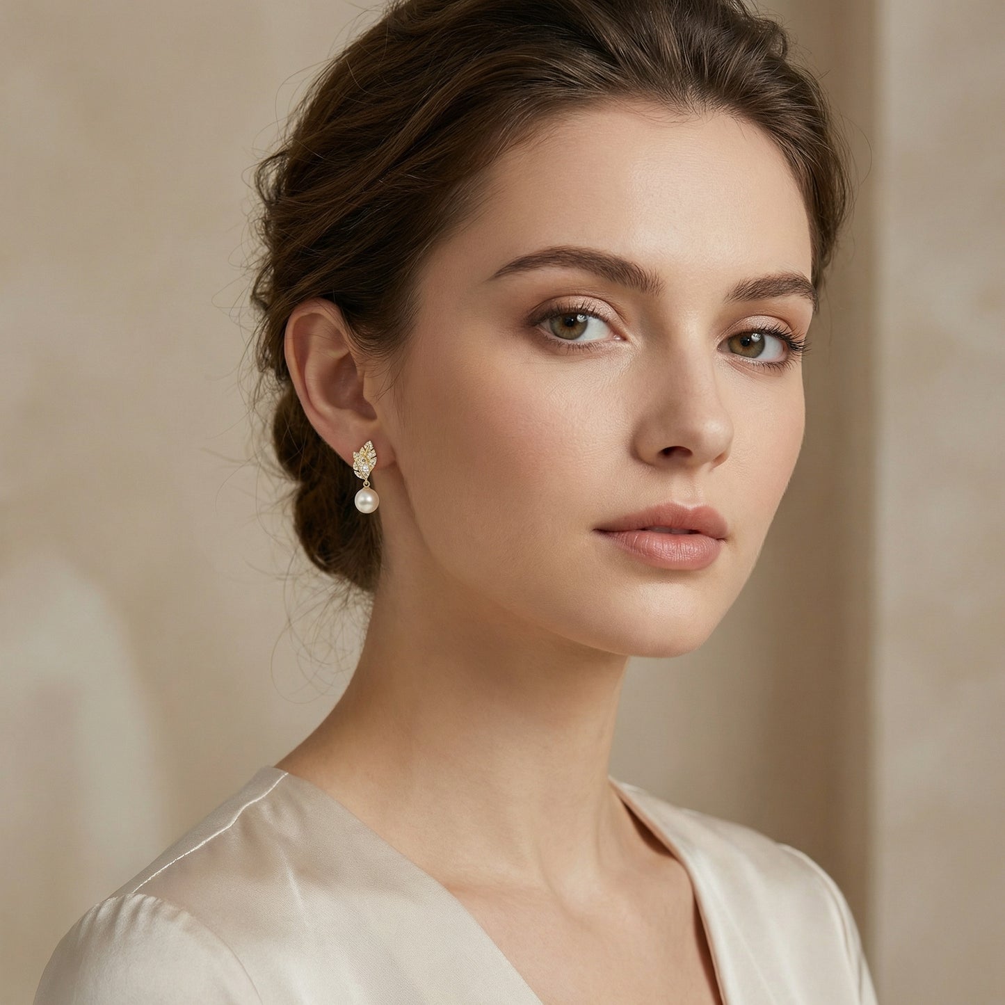 Leaf an Impression — Silver Pearl Drop Earrings