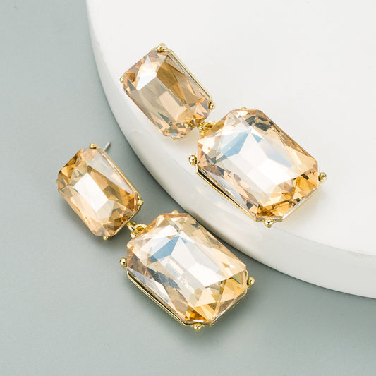 Geometric Gems — Simple Colored Glass Diamond Earrings
