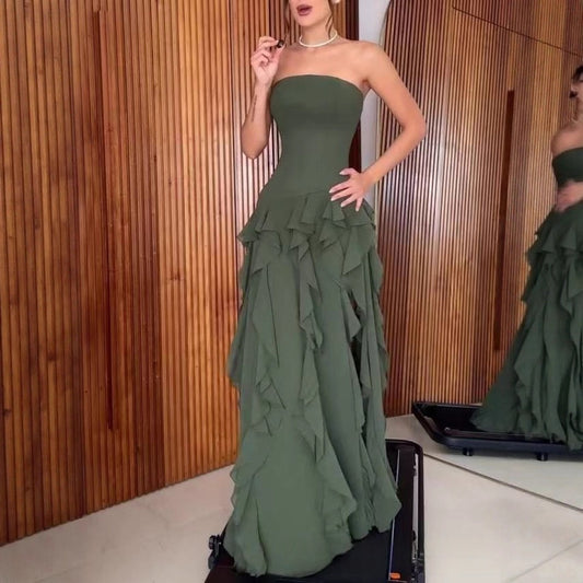 Ruffle & Roll — Elegant Side-Slit Dress