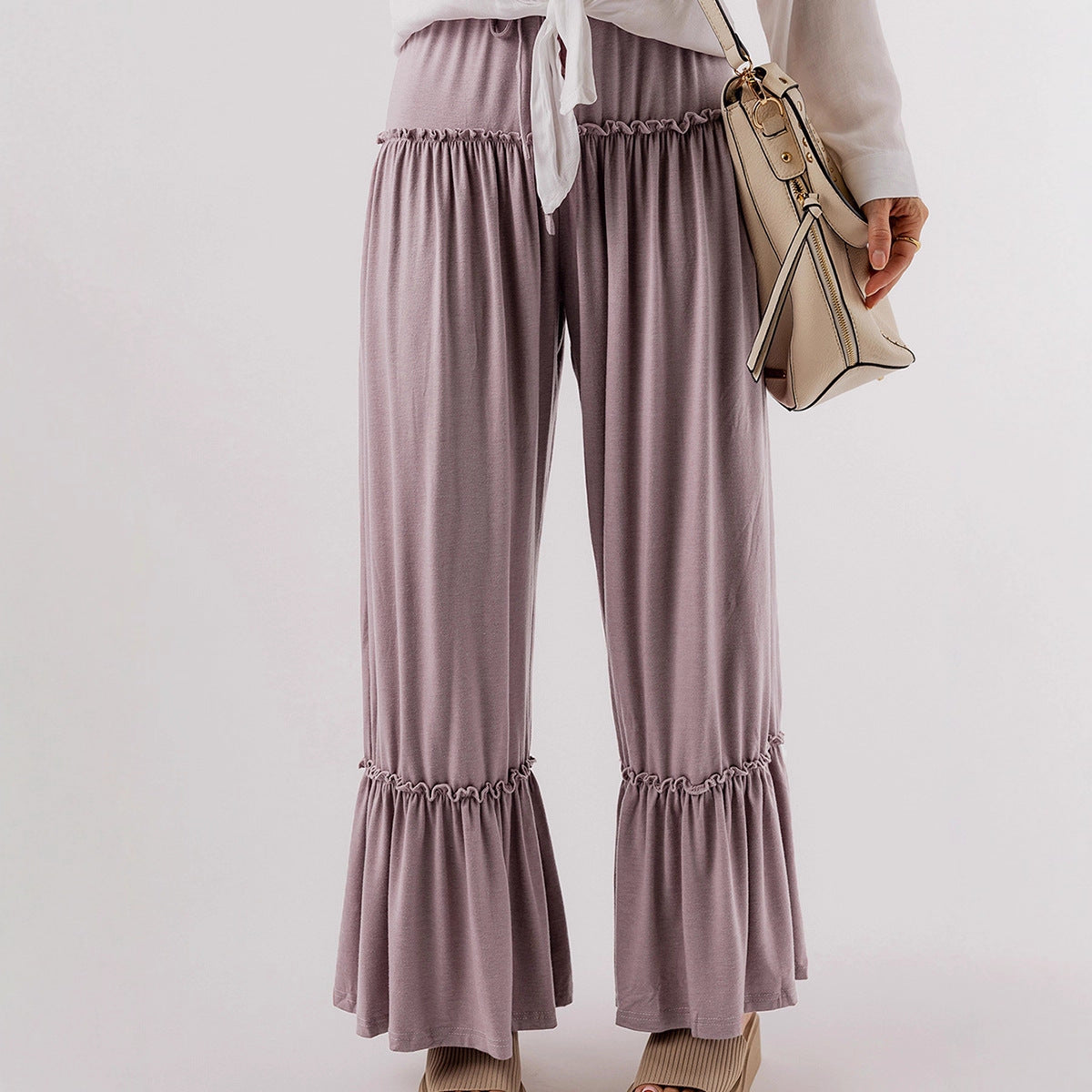 Drawstring Dream — High-Waisted Drawstring Wide-Leg Pants