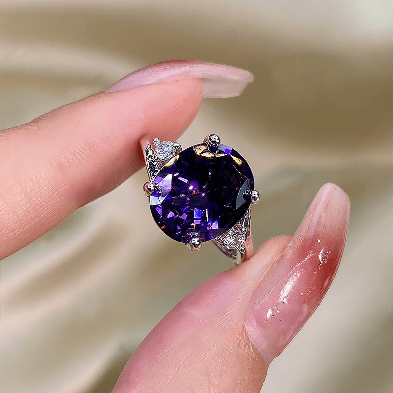 Purple Reign — Large Carat CZ Filigree Cocktail Ring