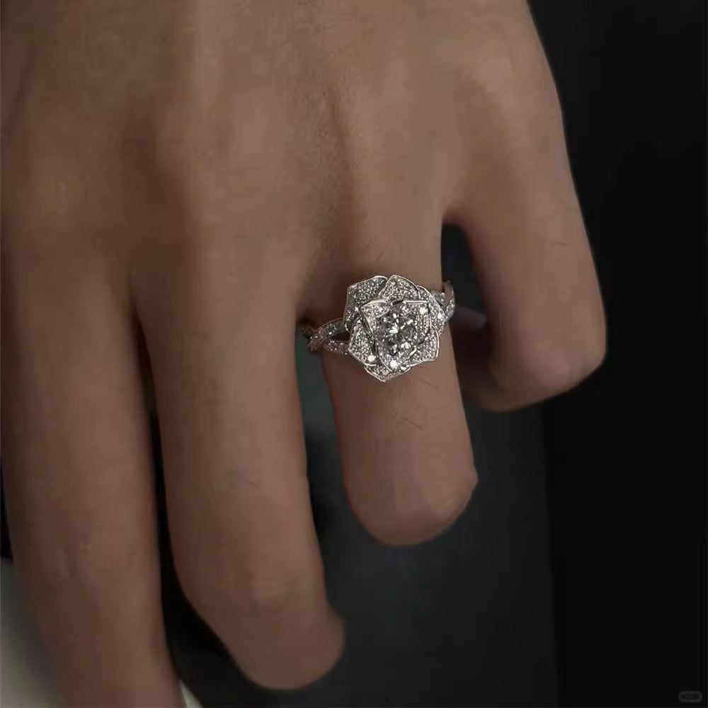 Rose to the Occasion — Zircon Micro Inlaid 3D Rose Ring
