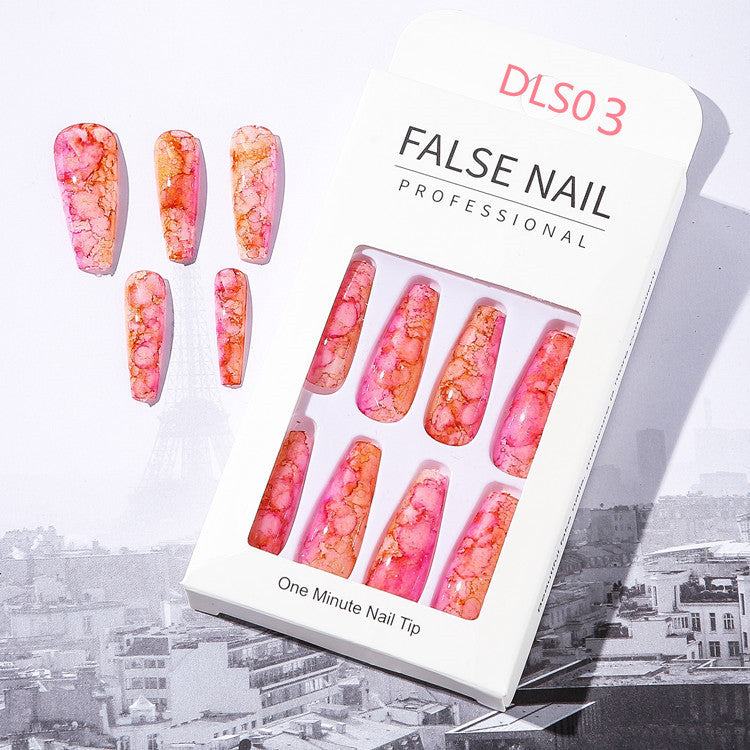 Marbleous! — Long Matte Marble European Fake Nails