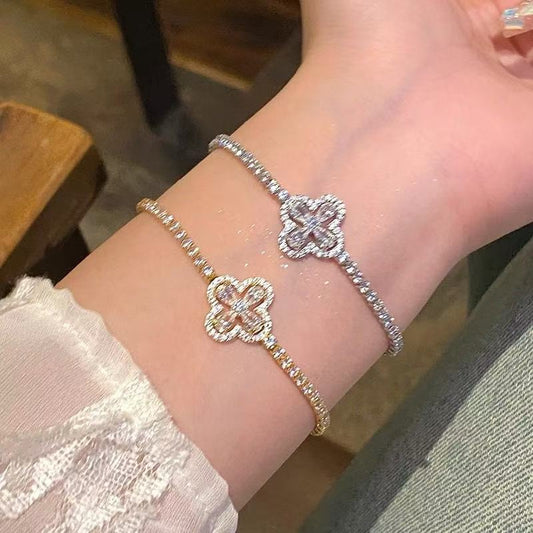 Clover Craze — Sparkling Full-Crystal Four-Leaf Clover Bracelet