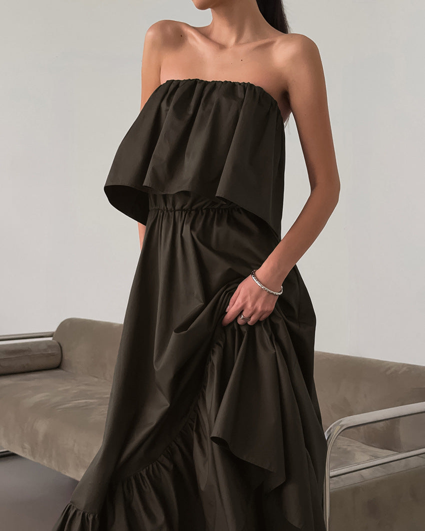 Bare-Shoulder Beauty — Ruffled Strapless Dress