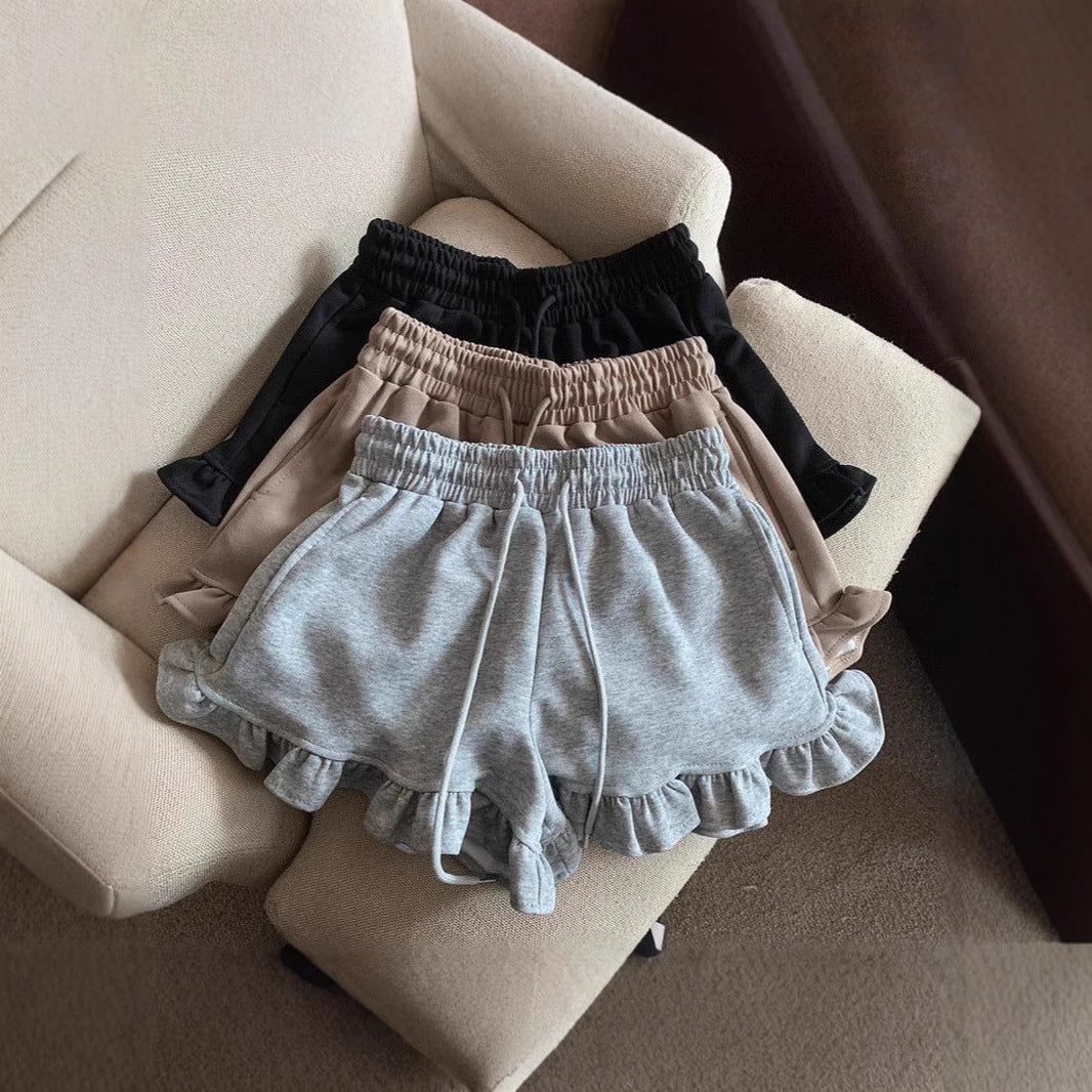 Ruffle & Roll — Niche Sporty Casual Shorts with Ruffled Edge