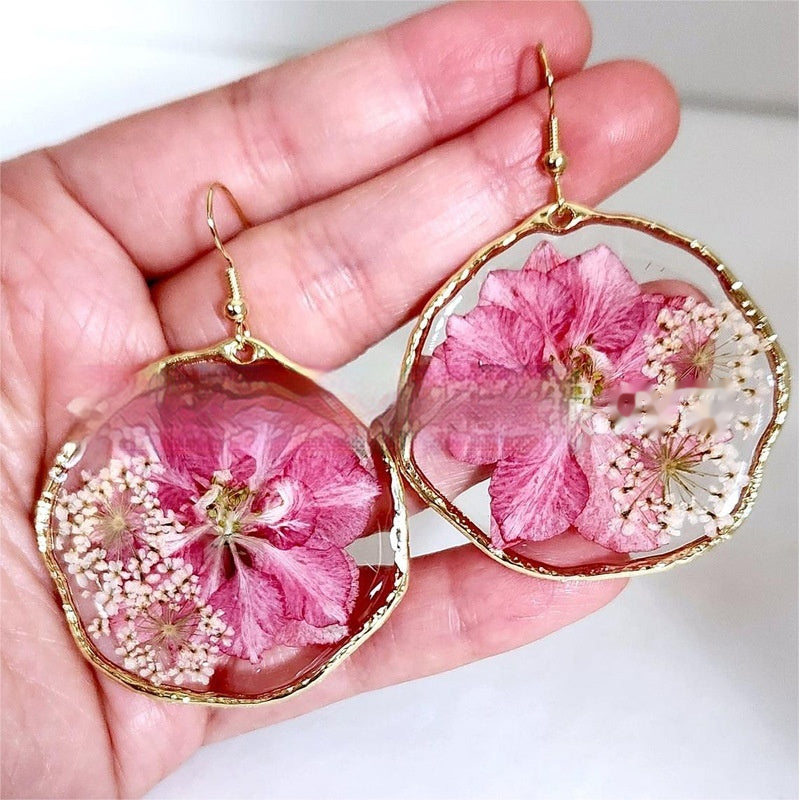 Petal Perfect — Resin Real Flower Drop Earrings
