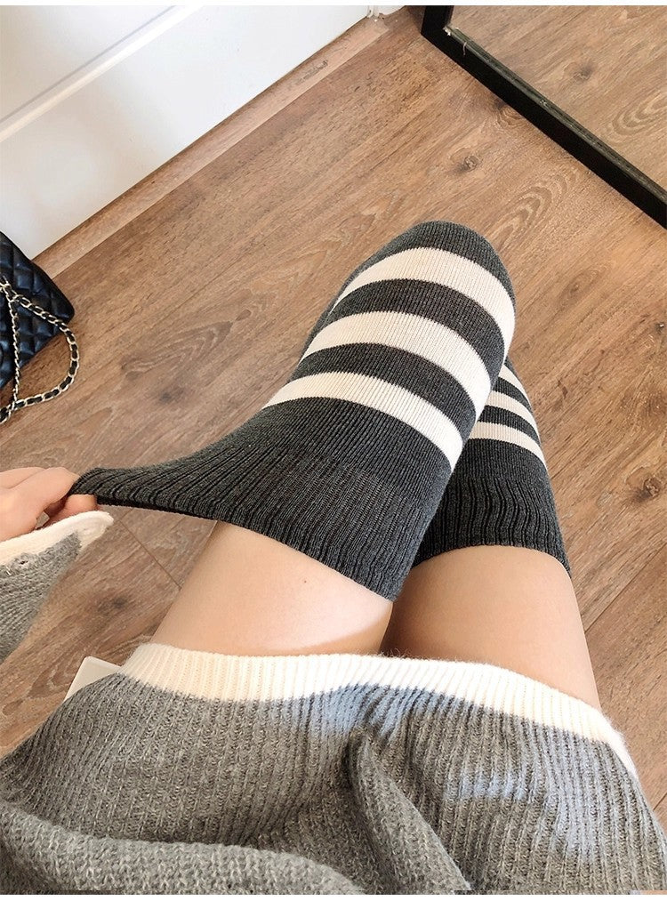 Thigh-High & Mighty — Striped Slimming Thigh-High Socks
