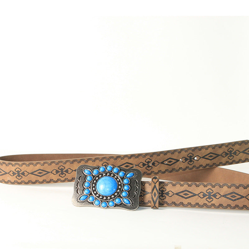 Buckle Up, Buttercup — Turquoise & Alloy Retro Belt