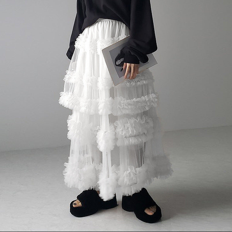 Mesh-merizing — 3-Layer Spliced Mesh Japanese Skirt