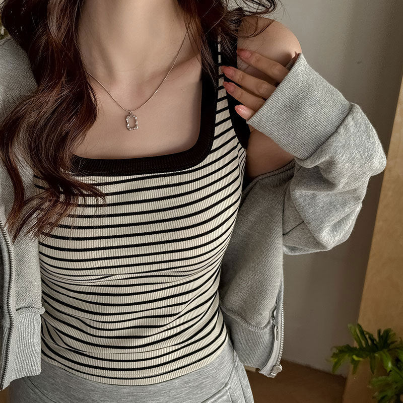 Stripe It Rich — Striped Halter Neck Sleeveless Vest