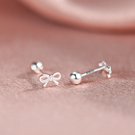 Bow-tiful — S999 Sterling Silver Bow Stud Earrings