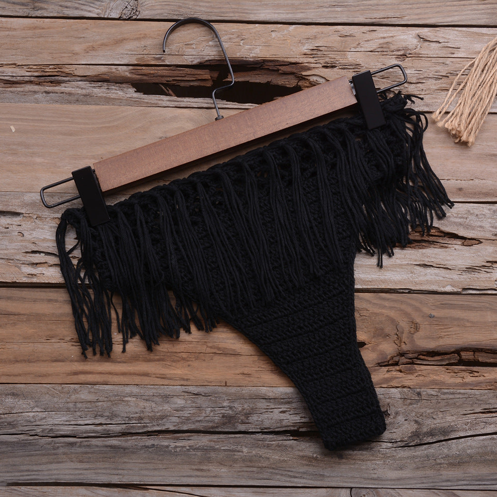Knot Your Average — Handwoven Tassel Split Bikini Set