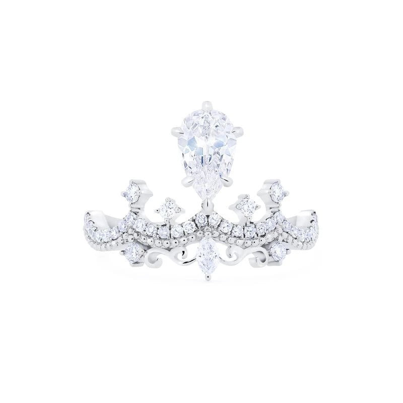 Crown Jewel — Vintage Crown Design Pear Cut Engagement Ring