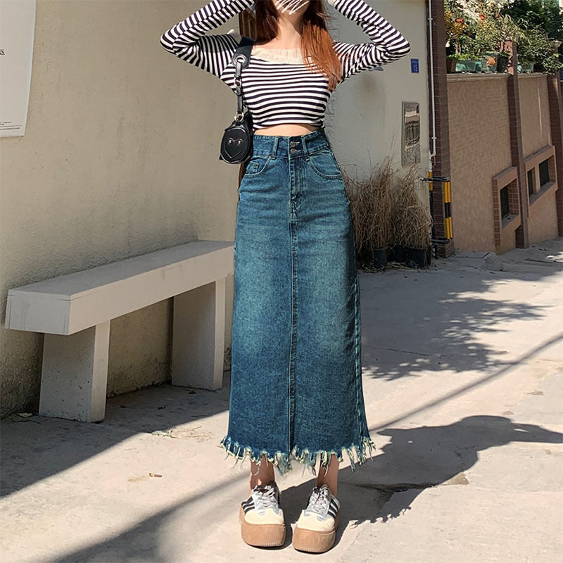 Denim Diva Skirt — Tummy-Control Outerwear Pear-Shaped Denim Skirt