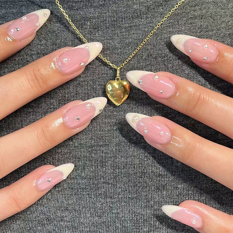 French Kiss — Elegant Water Drop Manicure Rhinestone Nails