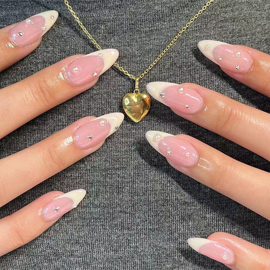 French Kiss — Elegant Water Drop Manicure Rhinestone Nails