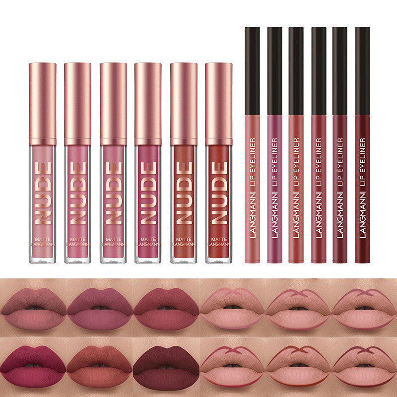 Pout Perfection — 12-piece Matte Lipstick & Lip Liner Set, Waterproof & Long-Lasting