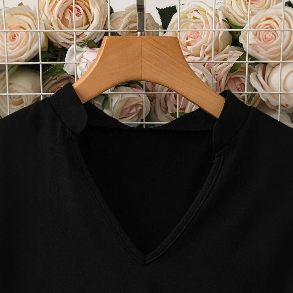 Patchwork Perfection — V-Neck High-Waisted Patchwork Dress