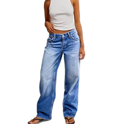 Wide Awake — Washed Blue Wide-Leg High-Waist Denim Jeans