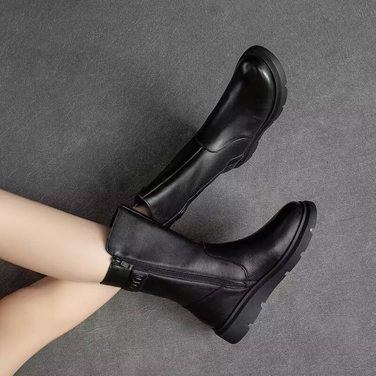 Boot Camp — High-Top Mid-Calf Boots with Side Zipper