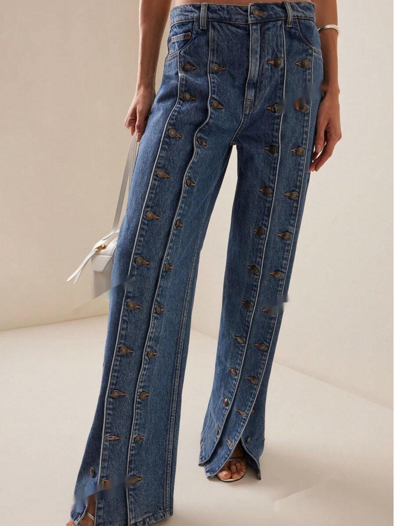 Slit Happens — Button-Front Straight-Leg Slit Jeans