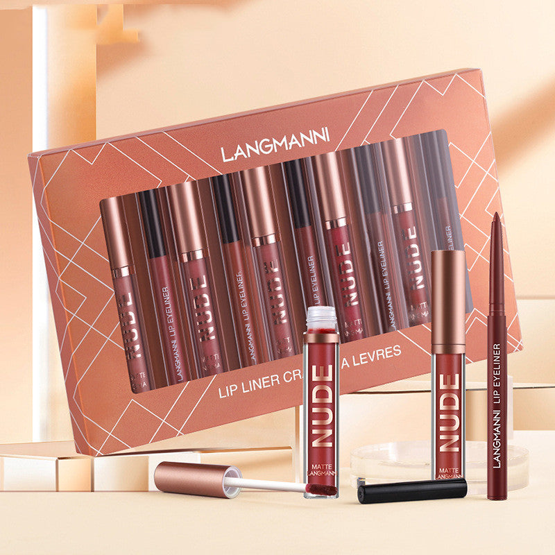Pout Perfection — 12-piece Matte Lipstick & Lip Liner Set, Waterproof & Long-Lasting