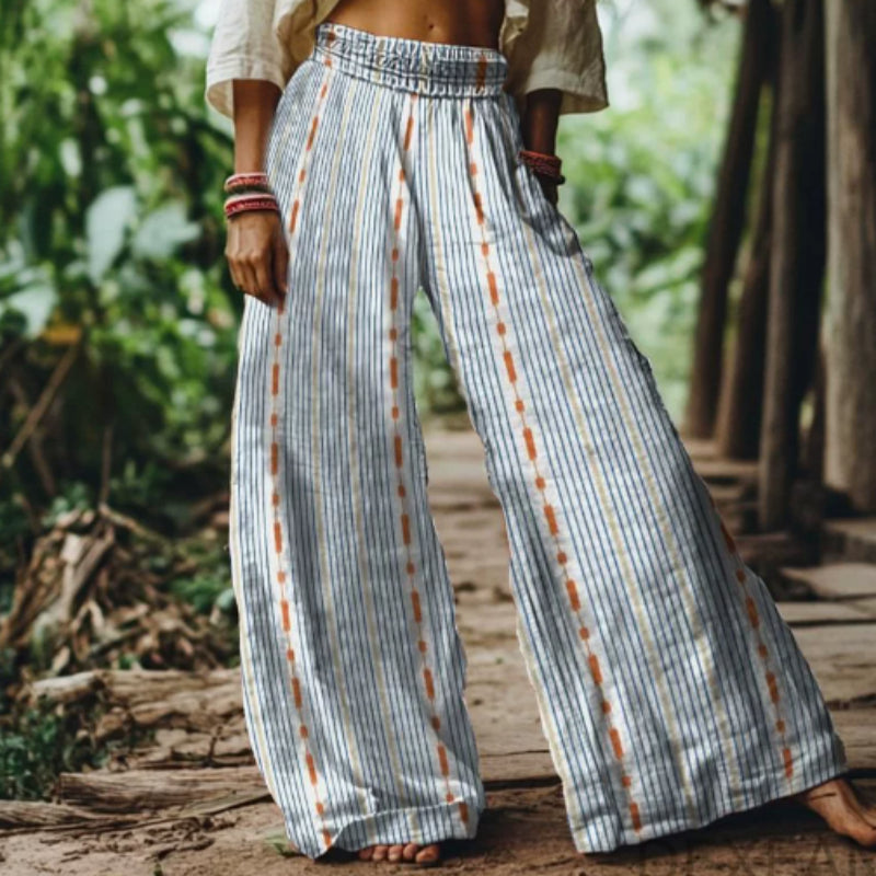 Abs-olutely Fabulous — Midriff-Baring Wide-Leg Casual Pants