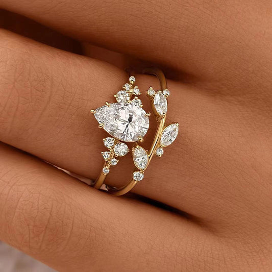 Branch Out — Zircon Branch & Leaf Design Ring