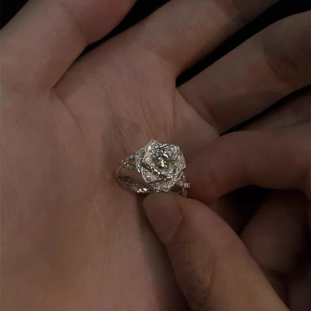 Rose to the Occasion — Zircon Micro Inlaid 3D Rose Ring