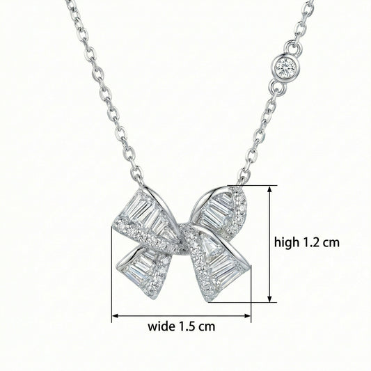 Bow-tiful Sparkle — Silver Diamond Ribbon Bow Necklace