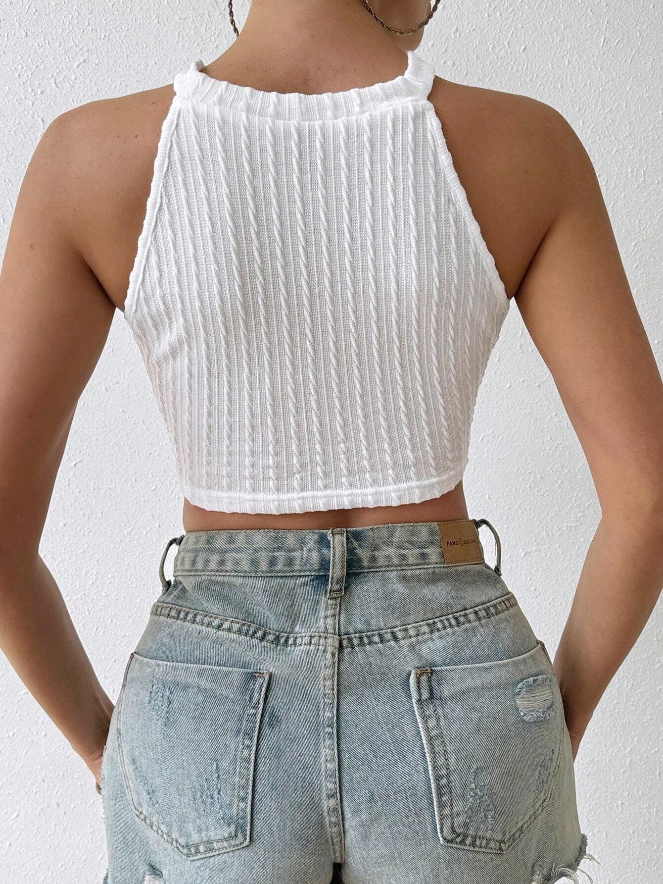 Tassel Tease — Elegant Tassel Crop Top, Slim-Fitting