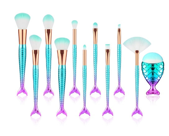 Mermaid Off Duty — 11pc Mermaid Tail Foundation and Eyebrow Brush Kit