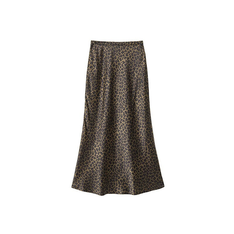 Copper Chic — Leopard Print Satin Midi Skirt