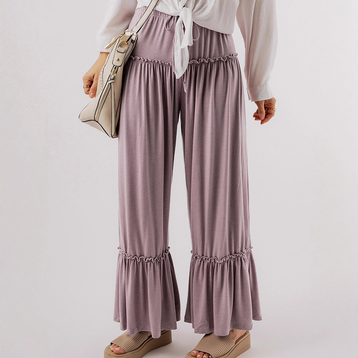 Drawstring Dream — High-Waisted Drawstring Wide-Leg Pants