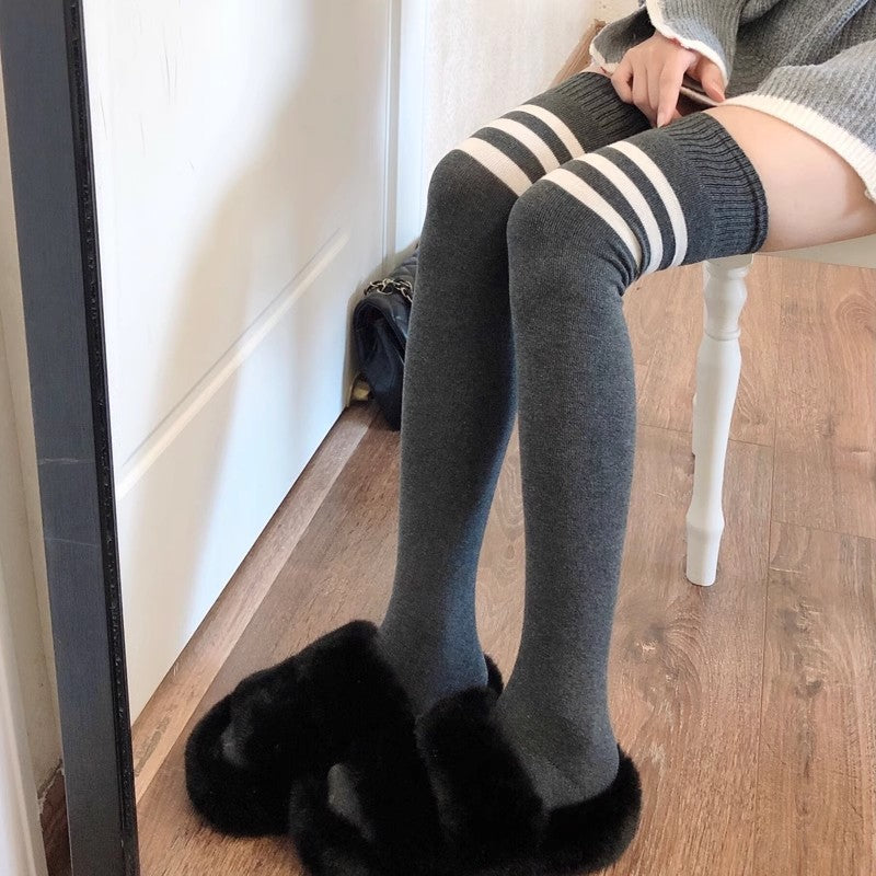 Thigh-High & Mighty — Striped Slimming Thigh-High Socks