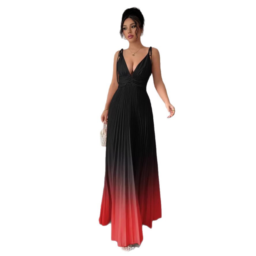 Ombre Allure — V-Neck Defined Waist Slip Dress