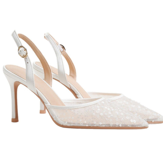 Beaded Beauty — Hollow Bead High-heeled Sandals