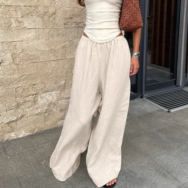 Linen Legend — Stylish Wide-Leg Cotton-Linen Pants